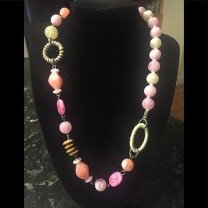 Artsy pink beaded necklace